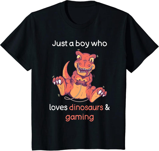 Kids Dinosaur Shirt Funny Gaming Boys Video Gamer Dinosaur Lover T-Shirt