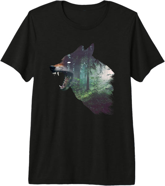 Realistic Nature Silhouette Wolf In Trees Nature