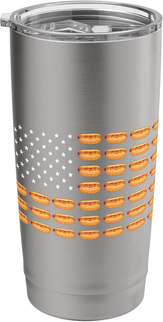 Hot Dog American Flag - Hot Dog Lover Fast Food Wiener Stainless Steel Insulated Tumbler