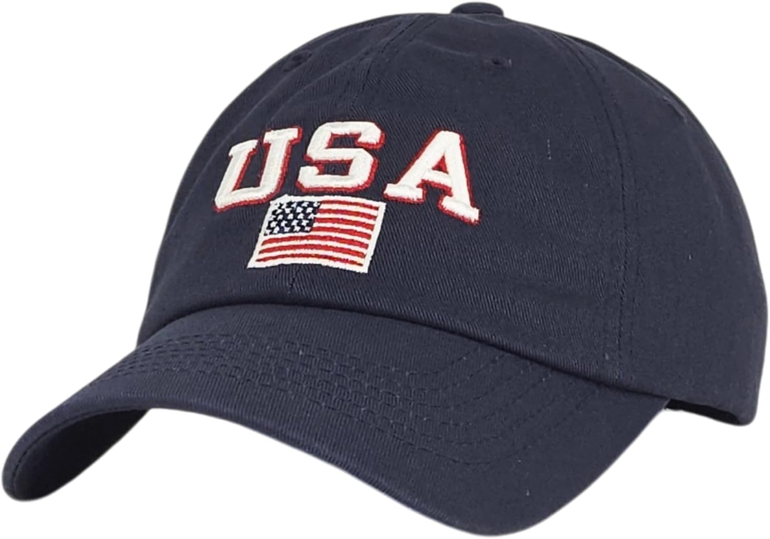 American Flag Baseball Cap 100% Cotton Adjustable Metal Buckle Strap Unstructured Low-Profile Hat for Men & Women