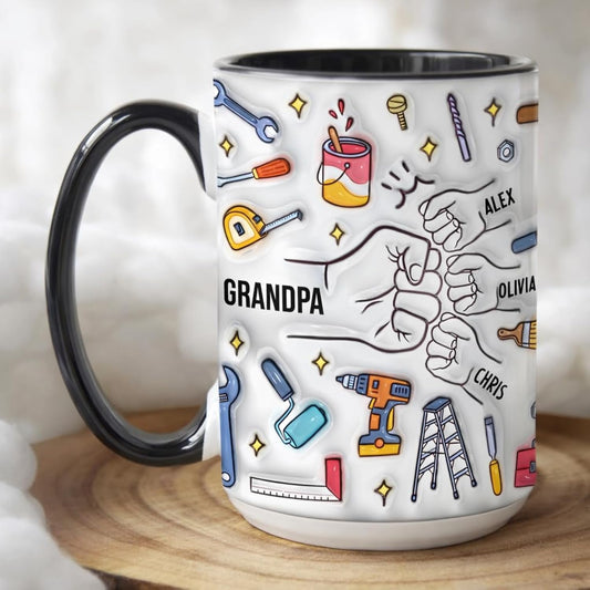Personalized Grandpa Mug, Funny Coffee Cup, You Hold Our Hands Mug, Custom Mugs Kid Names, Grandpa Cofee Mugs, Custom Birthday Gift For Dad, Papa Gifts, Father's Day