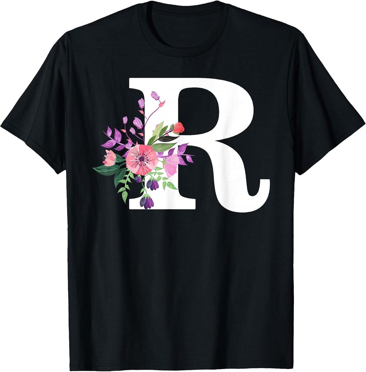 white initial letter R cute flower floral monogram