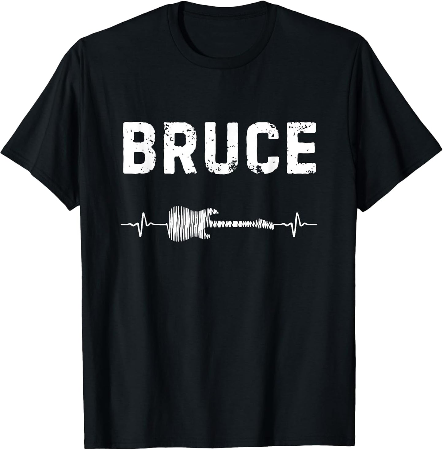 Bruce Guitar Heartbeat Music Guitarist Retro Vintage T-Shirt