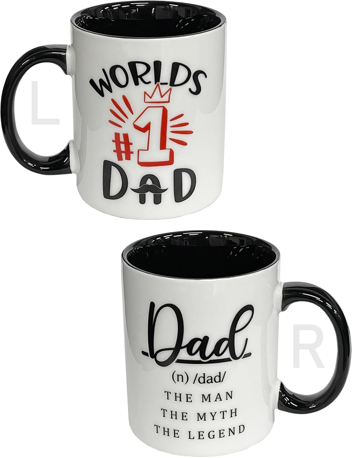 #1 Dad Mug - Best Dad Ever Coffee Mug, 11oz Ceramic Dad Birthday Gifts from Daughter/Son, Funny & Heartfelt Father's Day Present - The Man The Myth The Legend
