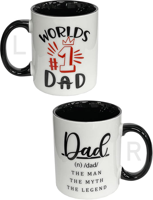 #1 Dad Mug - Best Dad Ever Coffee Mug, 11oz Ceramic Dad Birthday Gifts from Daughter/Son, Funny & Heartfelt Father's Day Present - The Man The Myth The Legend