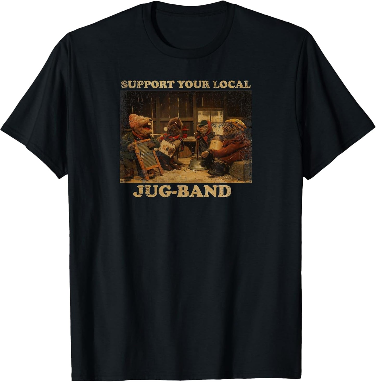 Vintage Support Local JUG-Band Graphic Music Musician Joke T-Shirt
