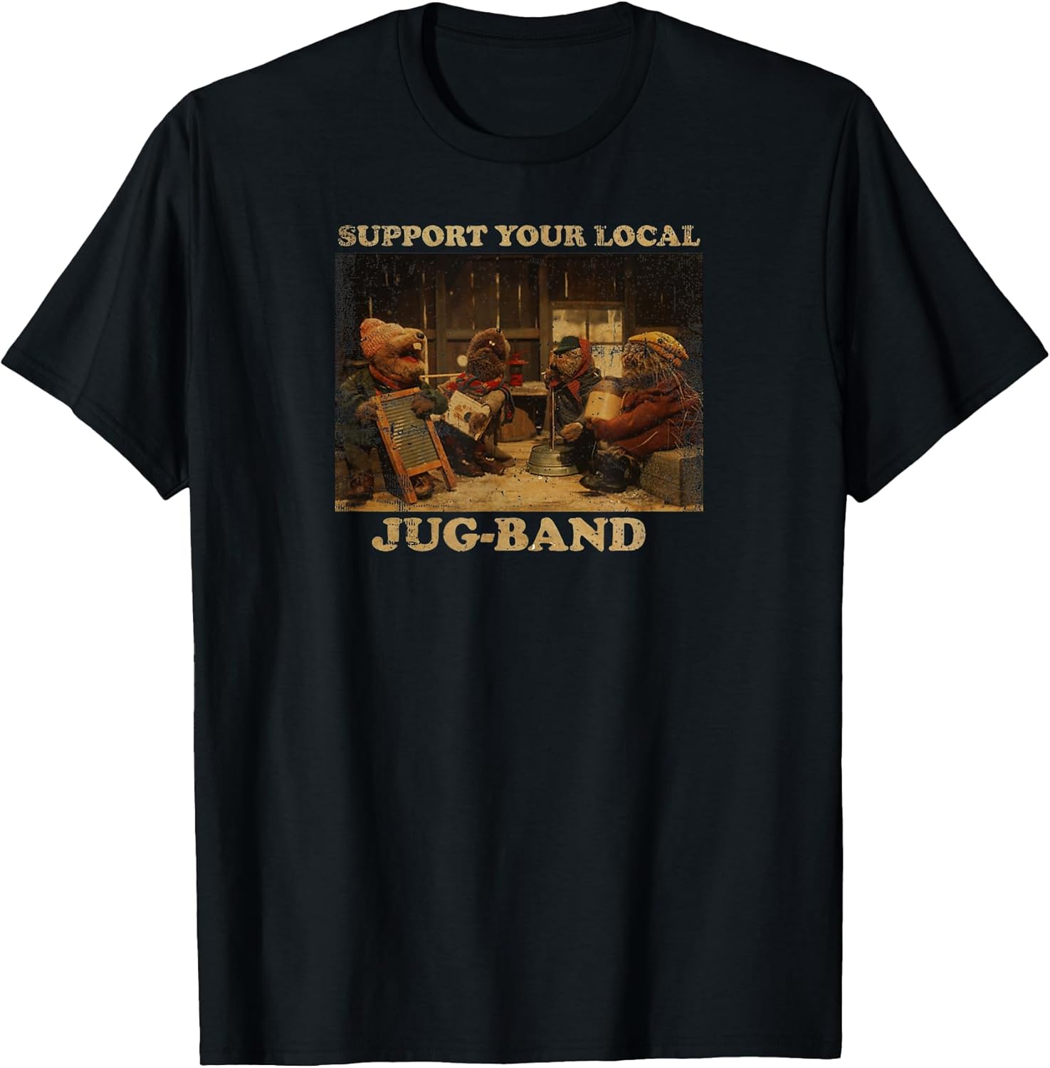 Vintage Support Local JUG-Band Graphic Music Musician Joke T-Shirt