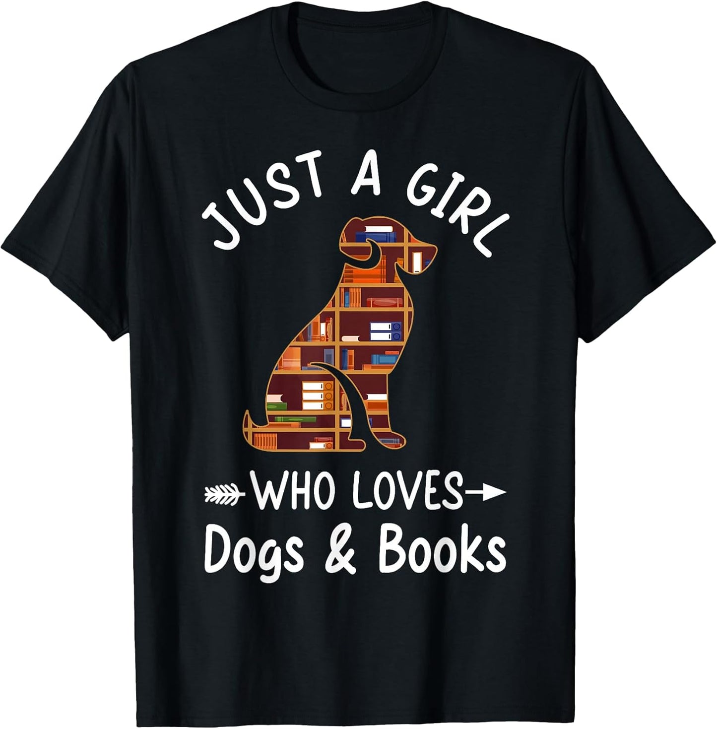 Just A Girl Who Loves Dogs and Books Reading Dog Puppy Lover T-Shirt