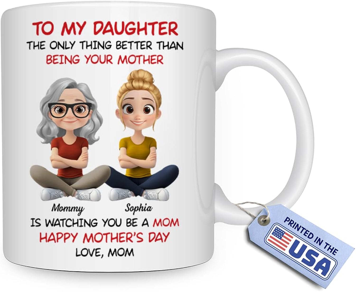 Wrappiness Personalized Mothers Day Mug Gift for Daughter from Mom - To My Daughter Custom Coffee Mug Gift for Women - Ceramic Coffee Cup Birthday Happy Mothers Day
