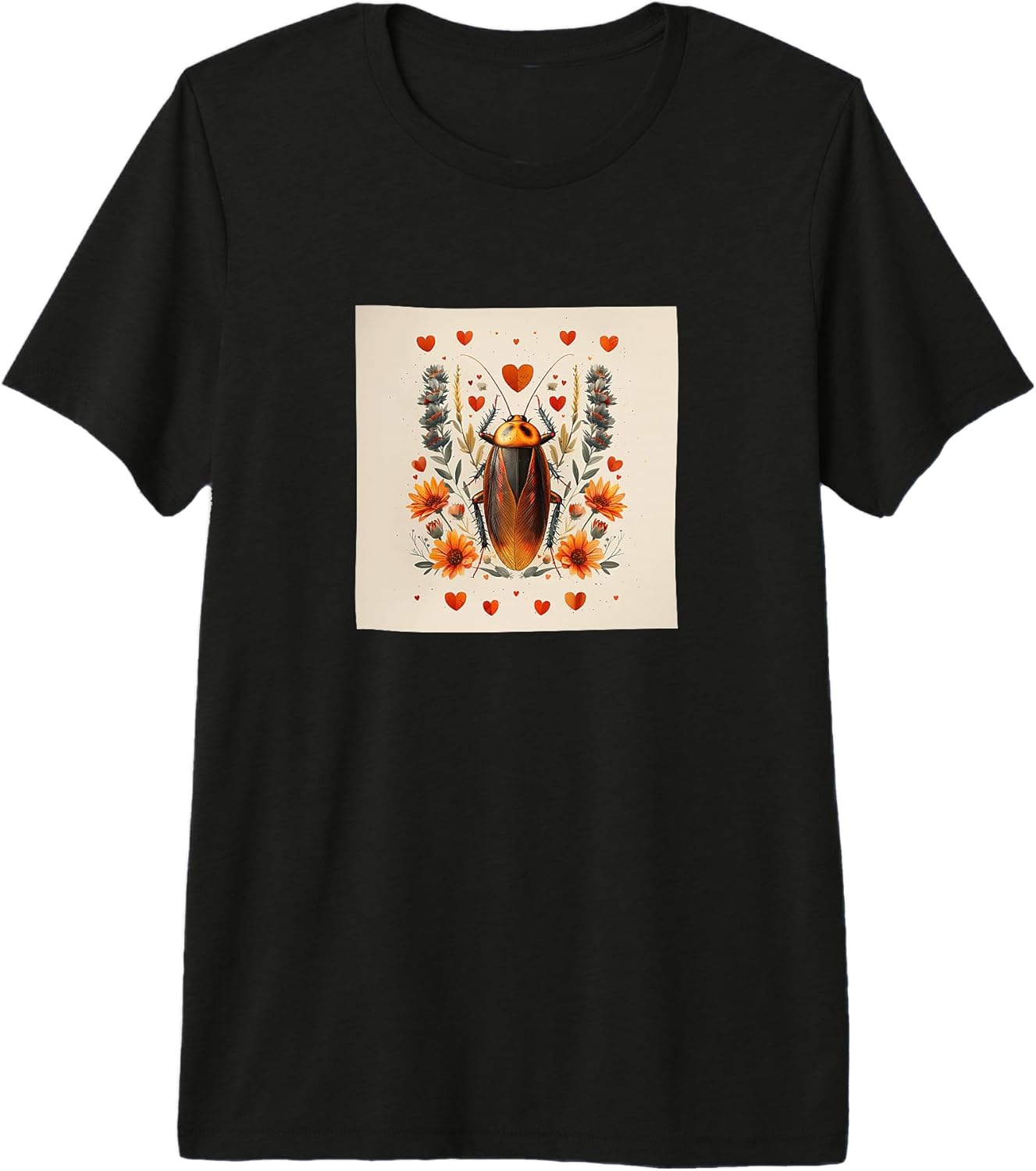 Cockroach Flowers With Hearts Around Boho Merch