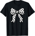 Coquette Polka Dot Bow Black and White Aesthetic T-Shirt