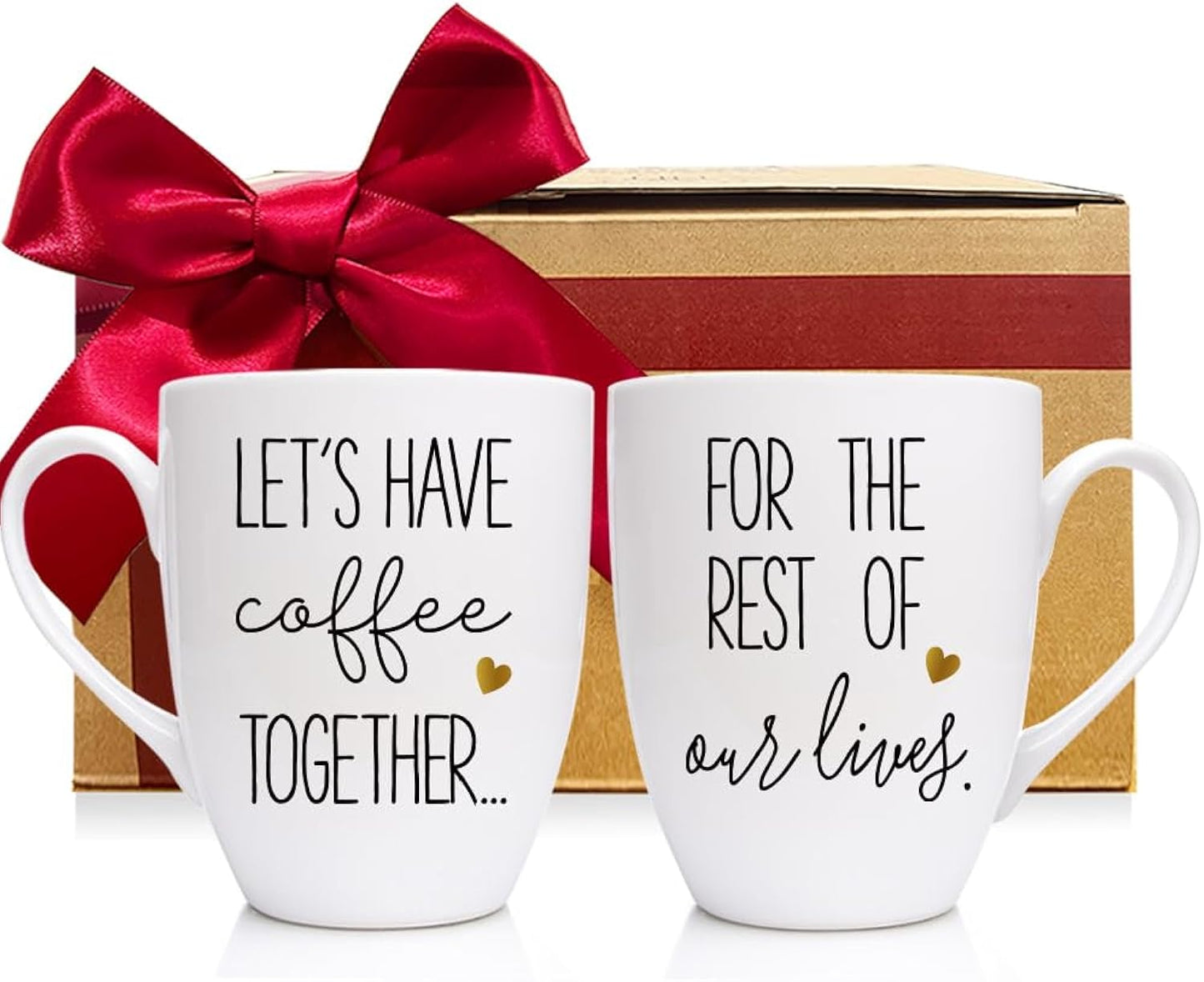 Lets Have Together for The Rest of Our Lives Mugs Set Engagement Wedding Gift for Couples, Novelty Valentine Bridal Shower Anniversary Mug Gifts for Couple Newlywed Bride Groom Mr Mrs