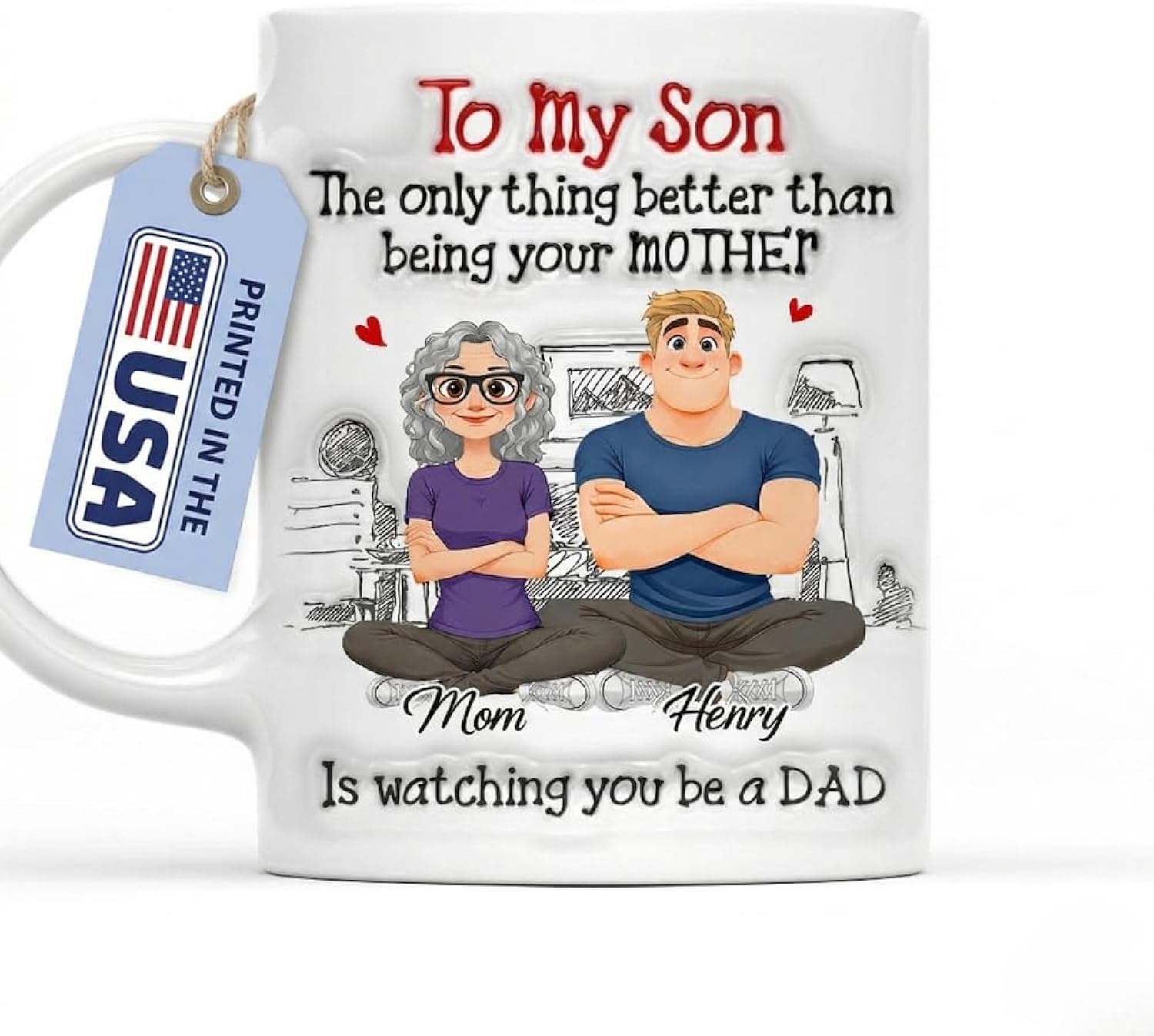 Wrappiness Being A Dad Mug Gift From Mother To Son – Customized To My Son Birthday, Father’s Day Gift for Grown Up Son, Father’s Day Gift for Adult Son From Mother, Fathers Day Personalized Coffee Cup