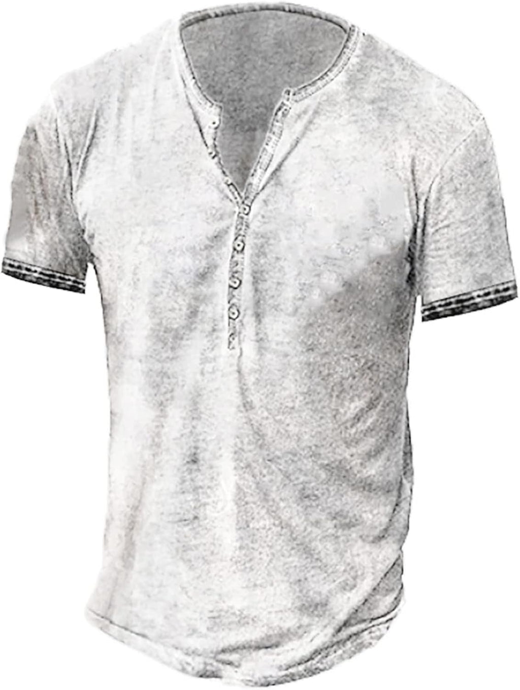 Mens Distressed Henley Shirts Retro Short Sleeve Tee Shirts Casual Button Down Washed T-Shirts for Men