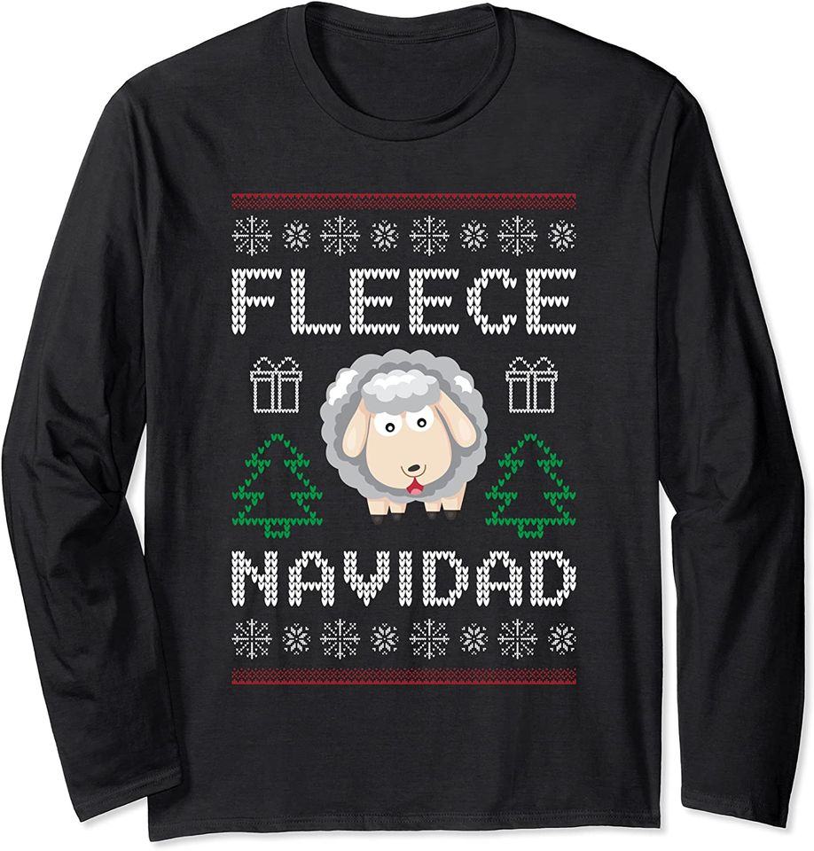 Fleece Navidad Sheep Funny Ugly Christmas Sweater Gift Long Sleeve