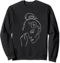 Minimal Abstract One Line Art Woman's Face Floral Flower Sweatshirt