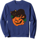 Pumpkin and Black Cat Halloween Vintage Costume Sweatshirt