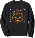 Cat Pumpkin Face Funny Halloween Costume Kitty with Star Sweatshirt