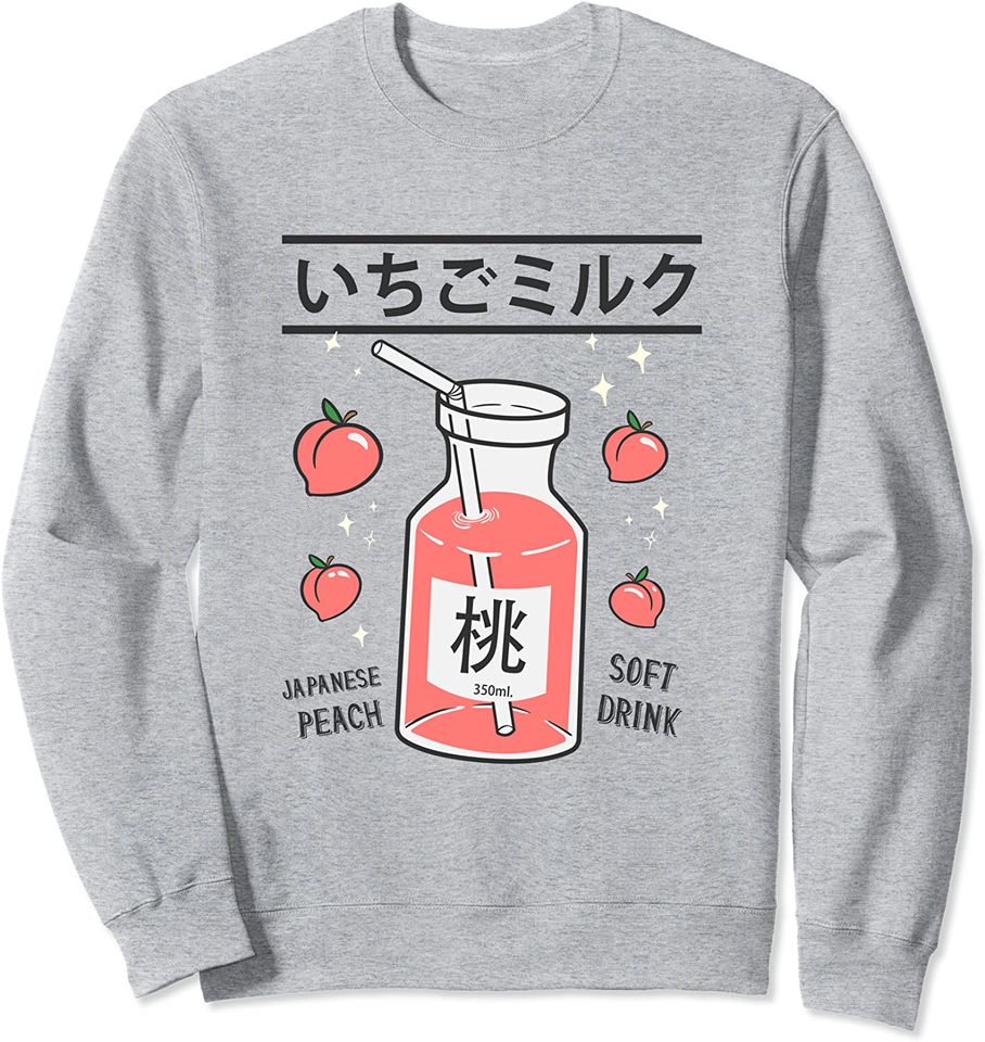 Japanese Peach Soft Drink aesthetic Strawberry milk harajuku Sweatshirt