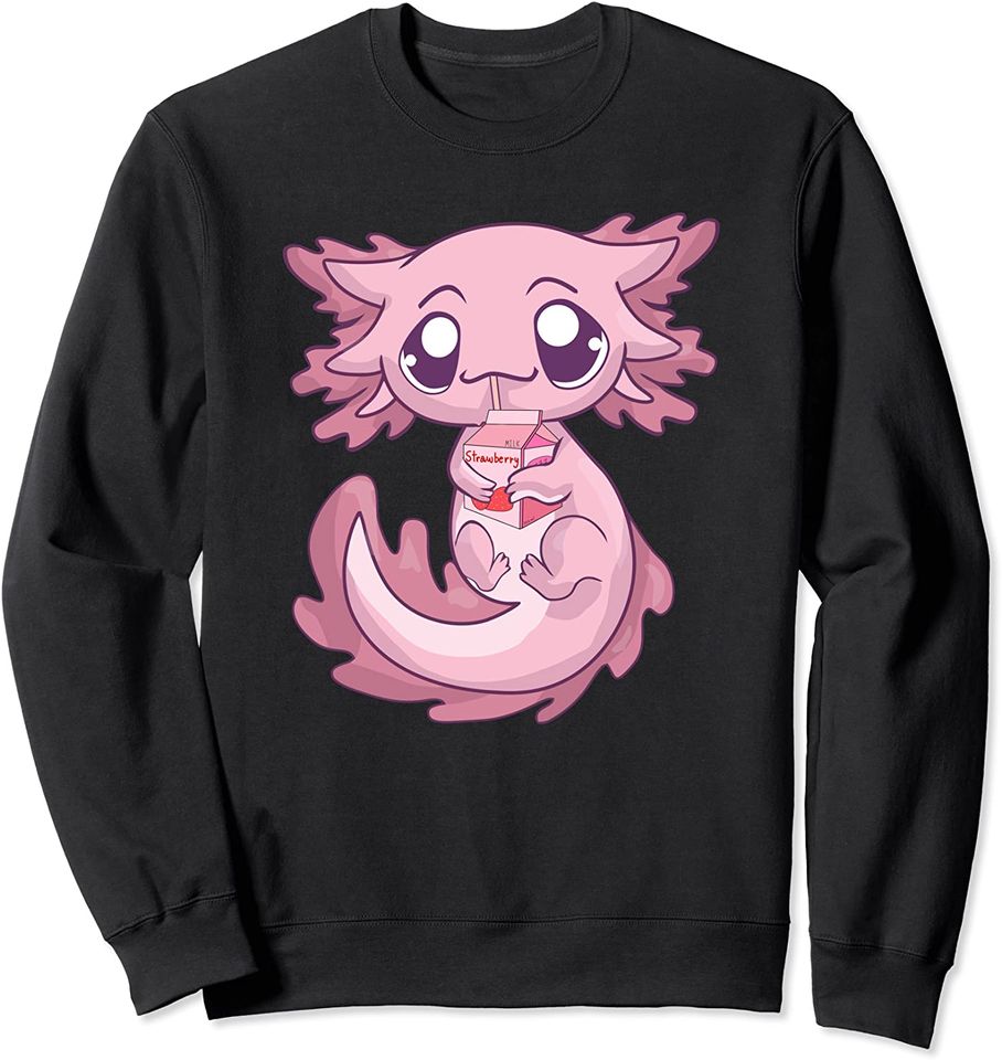 Axolotl Pastel Goth Strawberry Milk Shake Anime Aesthetic Sweatshirt