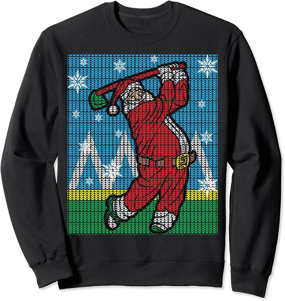 Santa Claus Playing Golf Funny Golfer Ugly Christmas Sweater Sweatshirt
