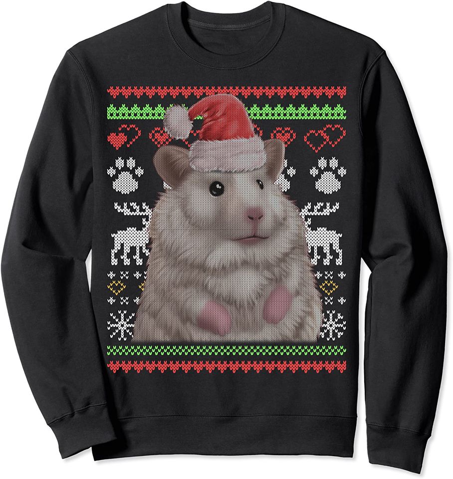 Hamster Santa Claus Ugly Christmas Pattern X-Mas Sweatshirt