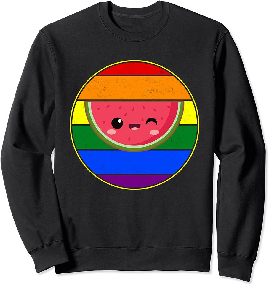 Cute Watermelon Lover LGBTQ Stuff Sweatshirtn Rainbow Kawaii Fruit Sweatshirt