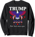 Trump For President 2024 Patriotic American Flag Mean Tweets Sweatshirt
