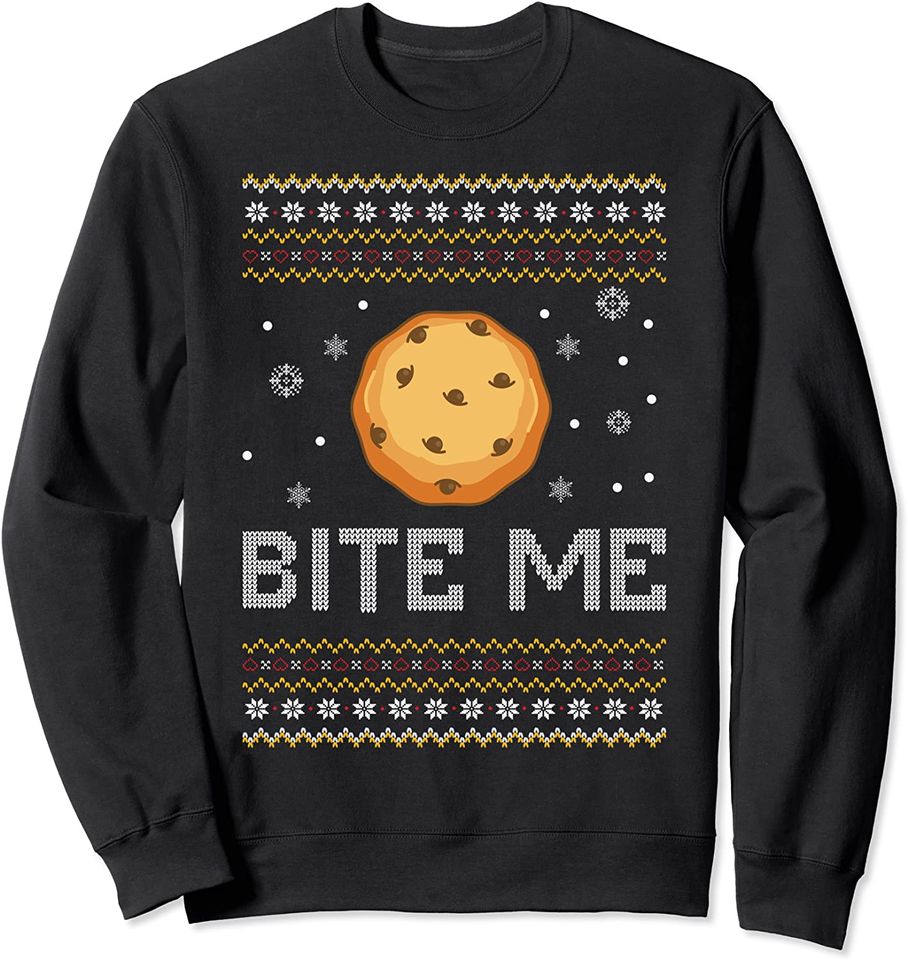 Bite Me Sweatshirt Bite Me Ugly Christmas Gingerbread Cookie