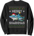 Cute Sharks Sweatshirt Merry Sharkmas Christmas Lights