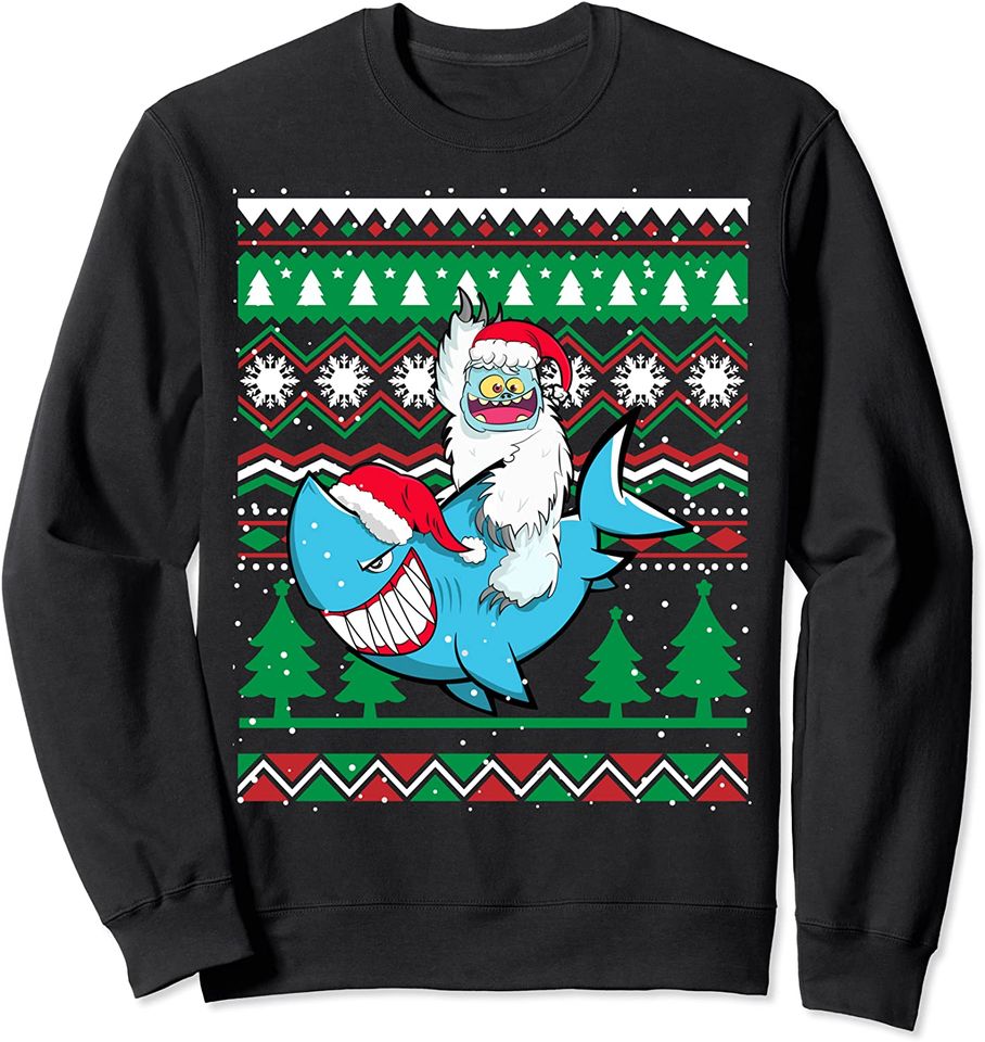 Cute Sharks Sweatshirt Merry Sharkmas Santa Christmas