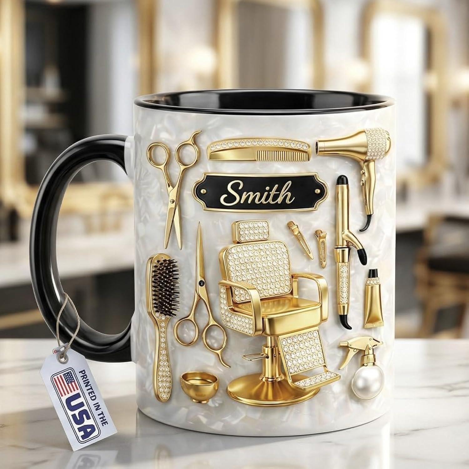 Personalized Hair Stylist Mug - Gifts For Hairdresser - Custom 2D Flat Beauty Salon Tools Gift - 3D Effect Barber Mug V1 - Father's Day, Mother's Day, Birthday Gifts For Women, Men