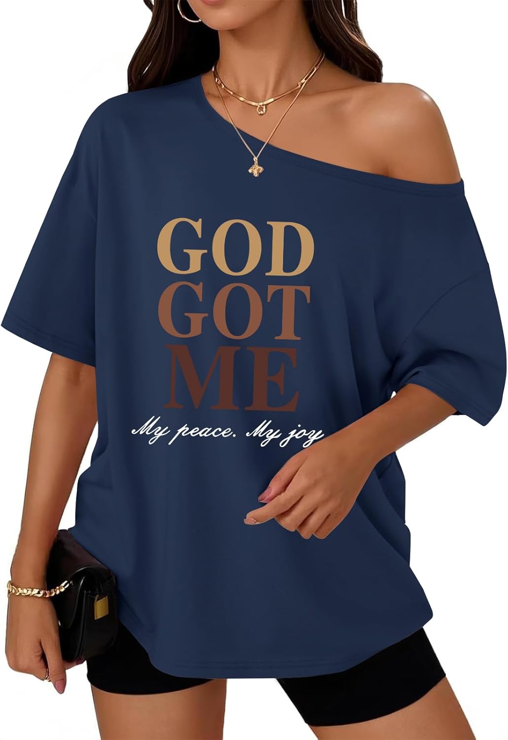 God Got Me Christian God Shirt for Women Off The Shoulder Tops Religious One Shoulder Top Oversized Graphic Tees