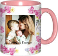 Personalized Mug, Custom Mothers Day Mug 11OZ with Double Printing 2 Photos, Tazas Personalizadas Funny Gifts for Mom Wife Grandma, Custom Mug For Women Friend Mother's Day Birthday Gifts (Pink)