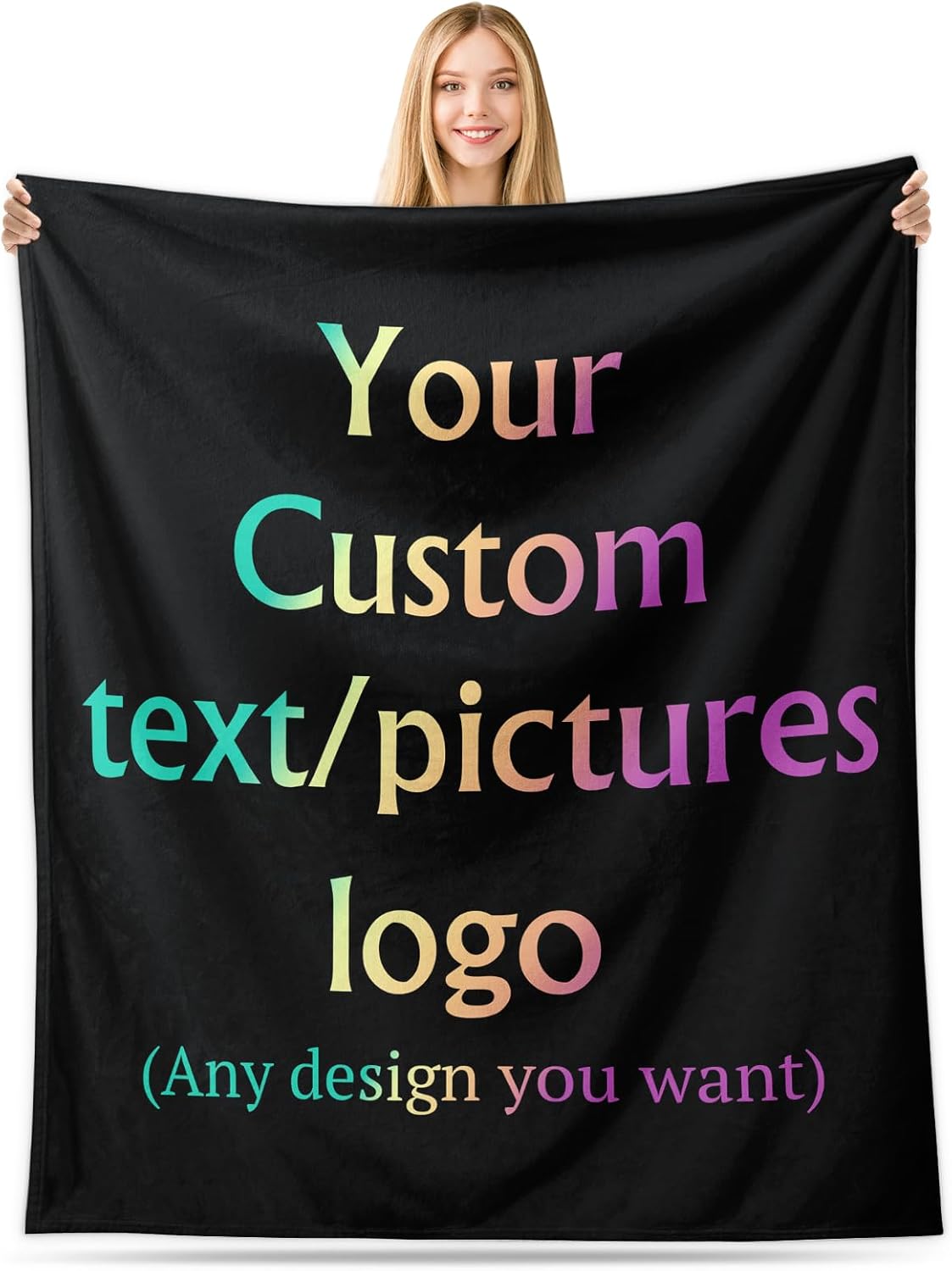 Custom Blanket with Your Design Text Logo Picture, Personalized Logo Blanket Bulk, Fully Customizable Flannel Throw Blankets for Business Team Company Employee Appreciation Bulk Gifts (1, 30"x 40")