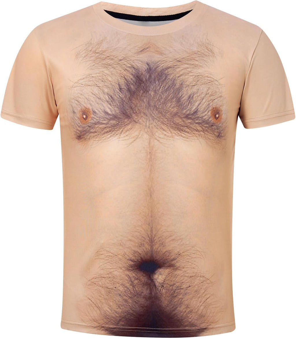 Hairy Chest for Mens T-Shirts Funny Graphics Crewneck Pattern Short Sleeve Tee Shirts