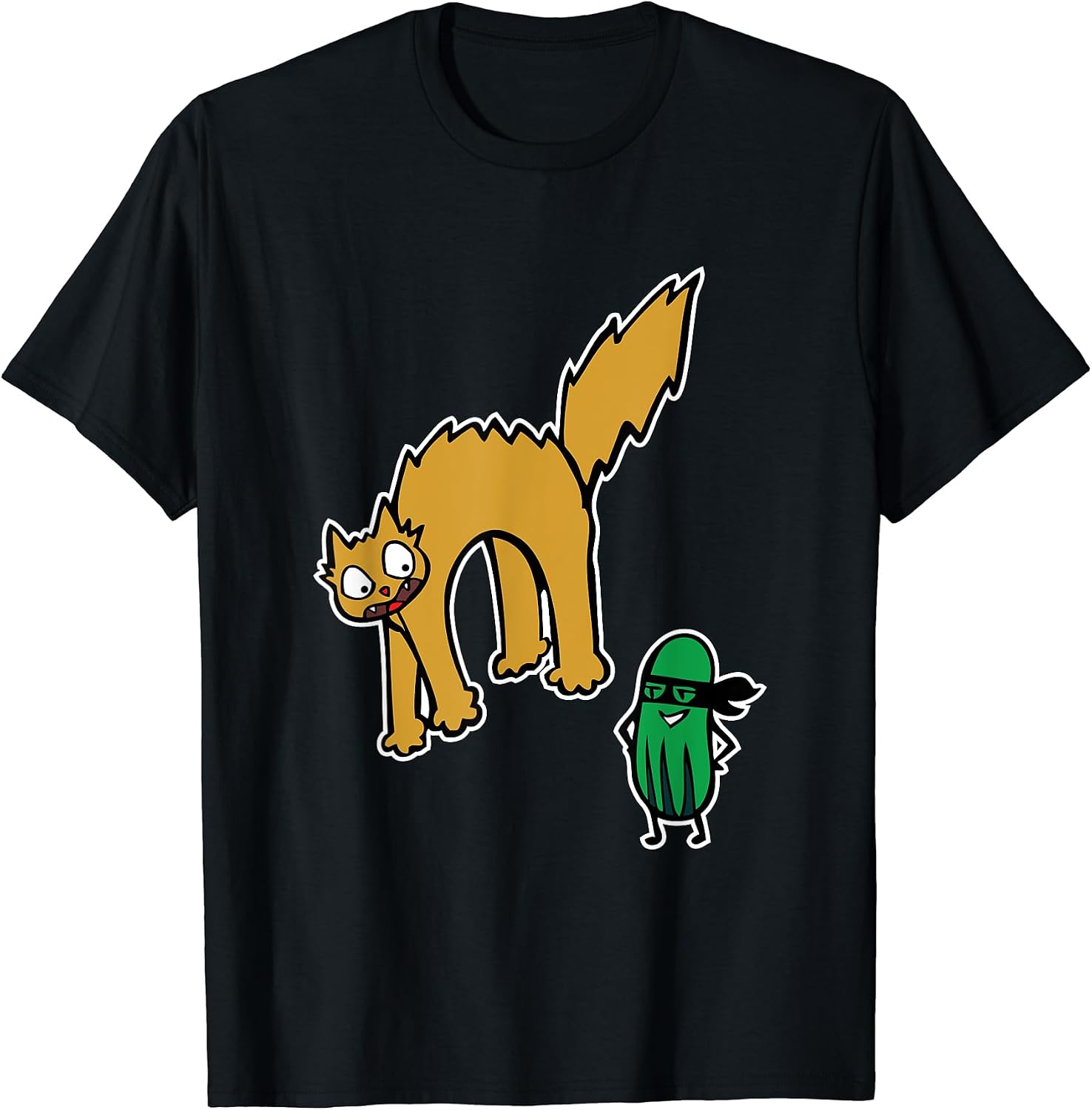 Cat vs Cucumber Funny Cat Meme Shirt Cats Lover Joke Men Women Kids T-Shirt