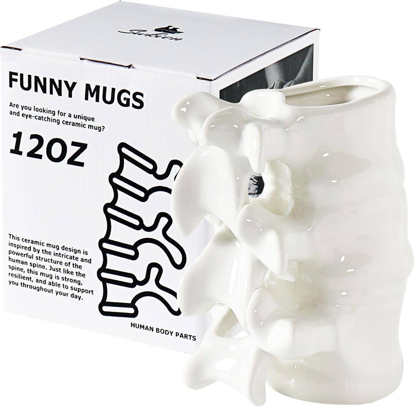 Funny Coffee Mug, Cute Ceramic Coffee Mugs, Novelty Large Ceramic Coffee Pot Mugs, White Handmade 12oz Funny Gifts for Nurse, Surgeon, Anatomy Teacher