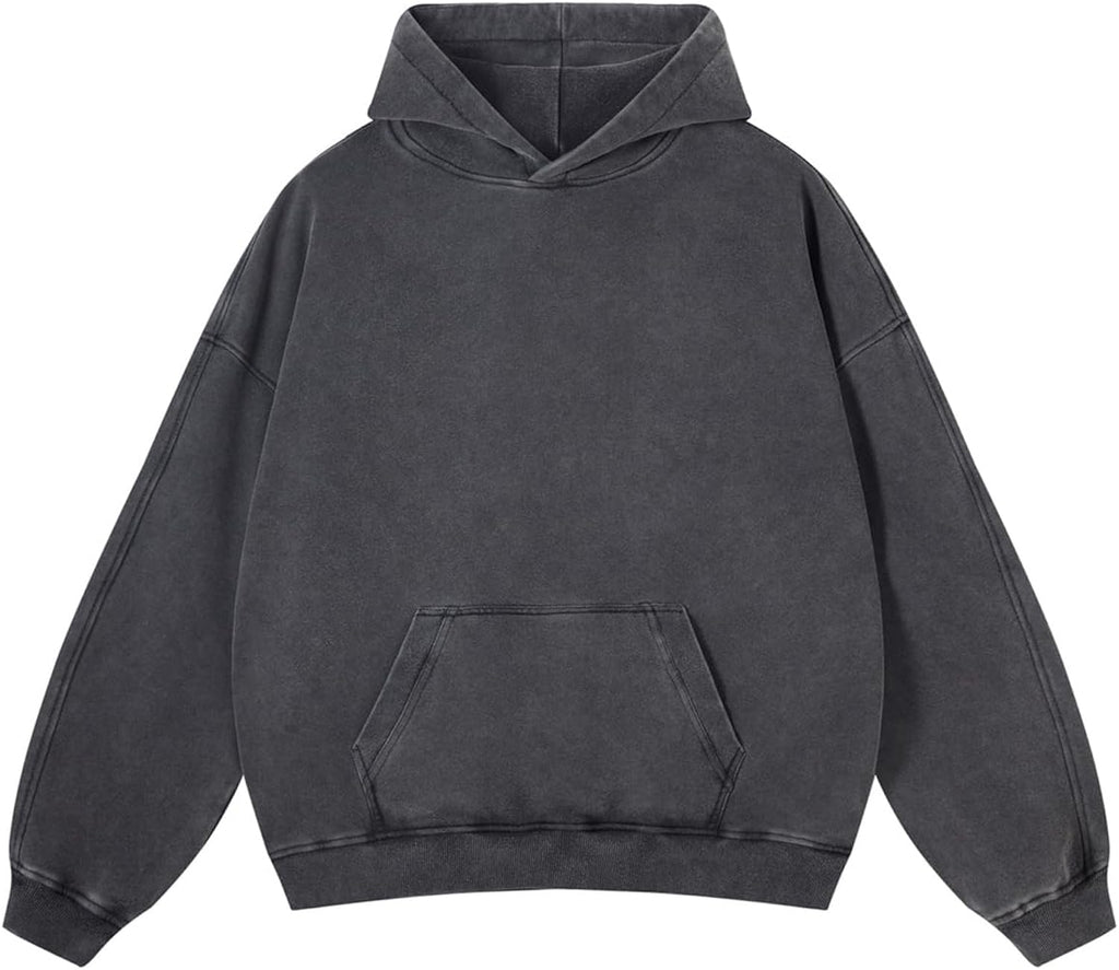 Mens Oversized Hoodies Pullover Women Fall Acid Wash Plain Preppy Hoodie Streetwear Cotton Vintage Hooded Sweatshirt