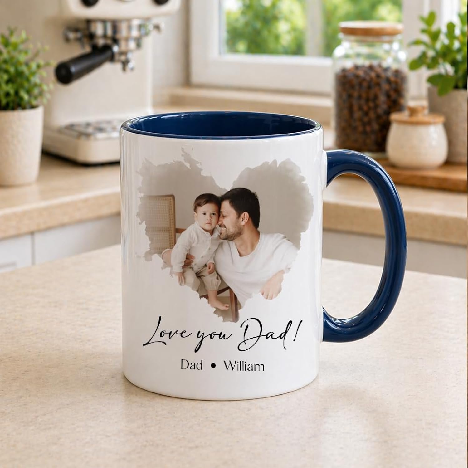 Personalized Photo Mug Custom Dad Gift, Upload Picture Name Printed Ceramic Cup, Father Theme Keepsake, Family Memory Coffee Mug, Unique Design for Daily Use, Home Kitchen Decor