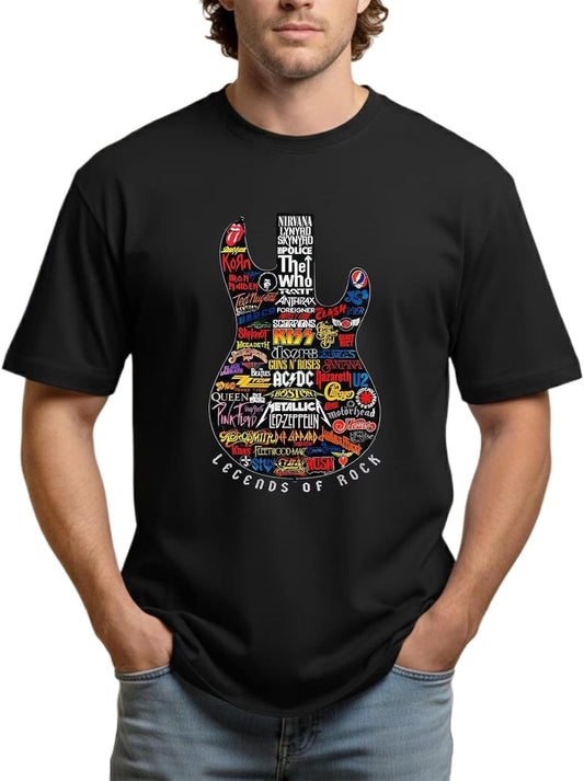 Legends of Rock Graphic T-Shirt, Vintage Guitar Design Tee, Unisex Music Lover Shirt