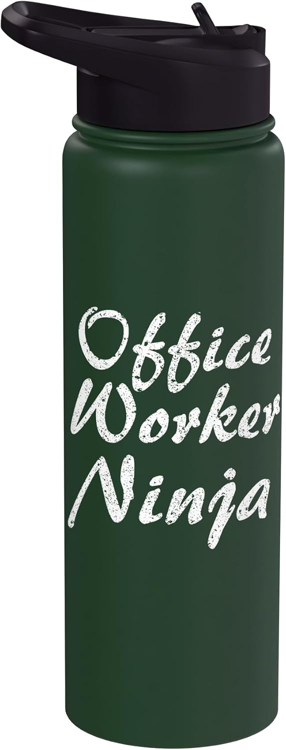 Office Worker Tshirt Job Occupation Funny Work Title Stainless Steel Insulated Water Bottle