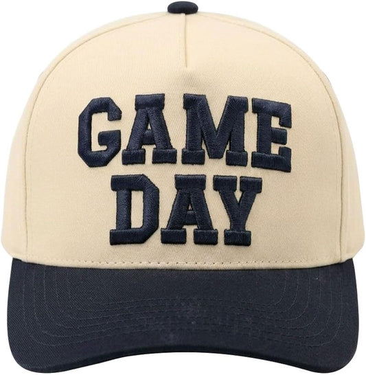 Game Day Hat for Women Men, Vintage Embroidered Football Basketball Cap, Adjustable Baseball Hat for Sports Fans Gift