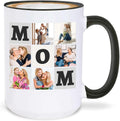 Custom Mom Photos Coffee Cup Personalized Picture Collage Design 15 oz Ceramic Mug Photo Gift for Mom Mothers Day Birthday Christmas Gift from Kids Family