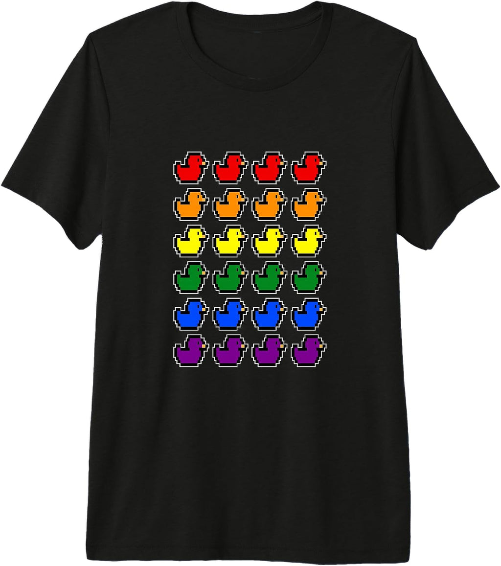 Rubber Ducks Pixel Art Classic Rainbow LGBT Retro