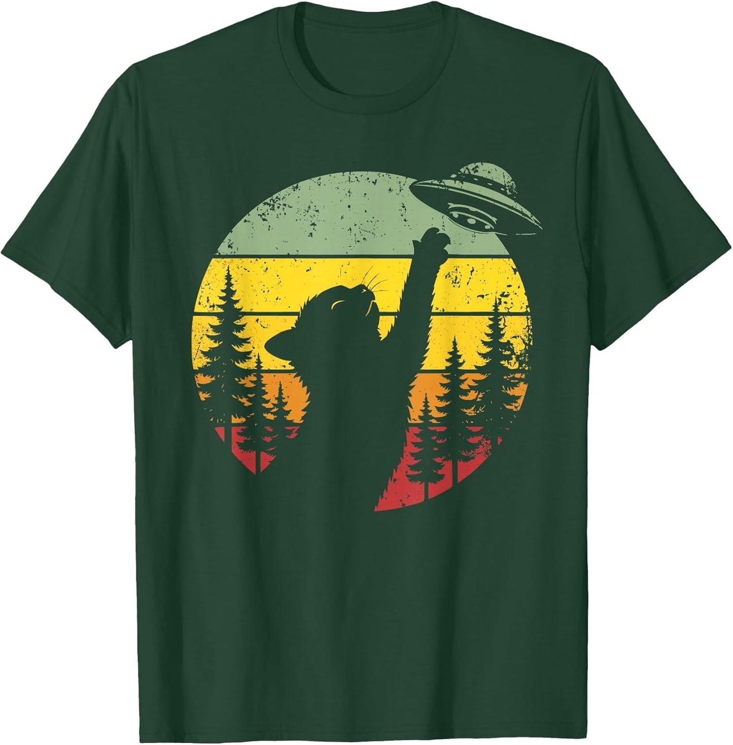 Alien Cat Sunset UFO Day Merch...