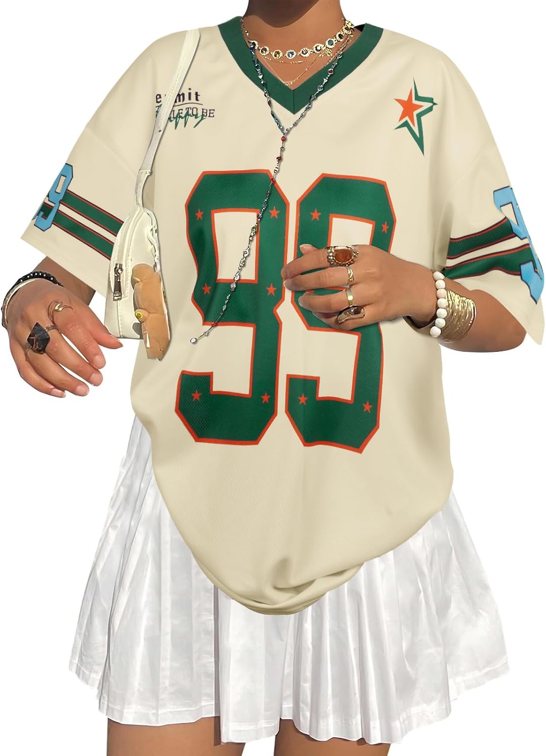 Oversized Y2k Jersey Shirts for Women V Neck Number Graphic Tees Streetwear Short Sleeves Top Vintage Fashion Clothing