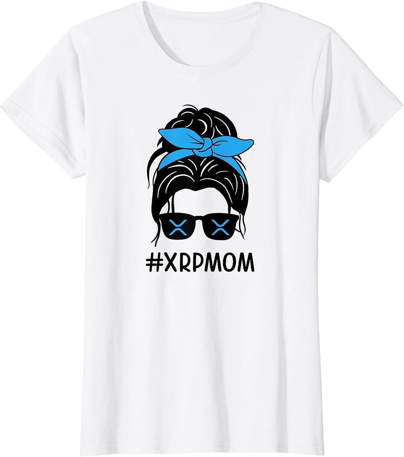 XRP Messy Bun White Tee Shirt for Women