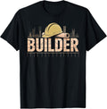 Builder Construction Graphic with Hard Hat and Blueprint T-Shirt