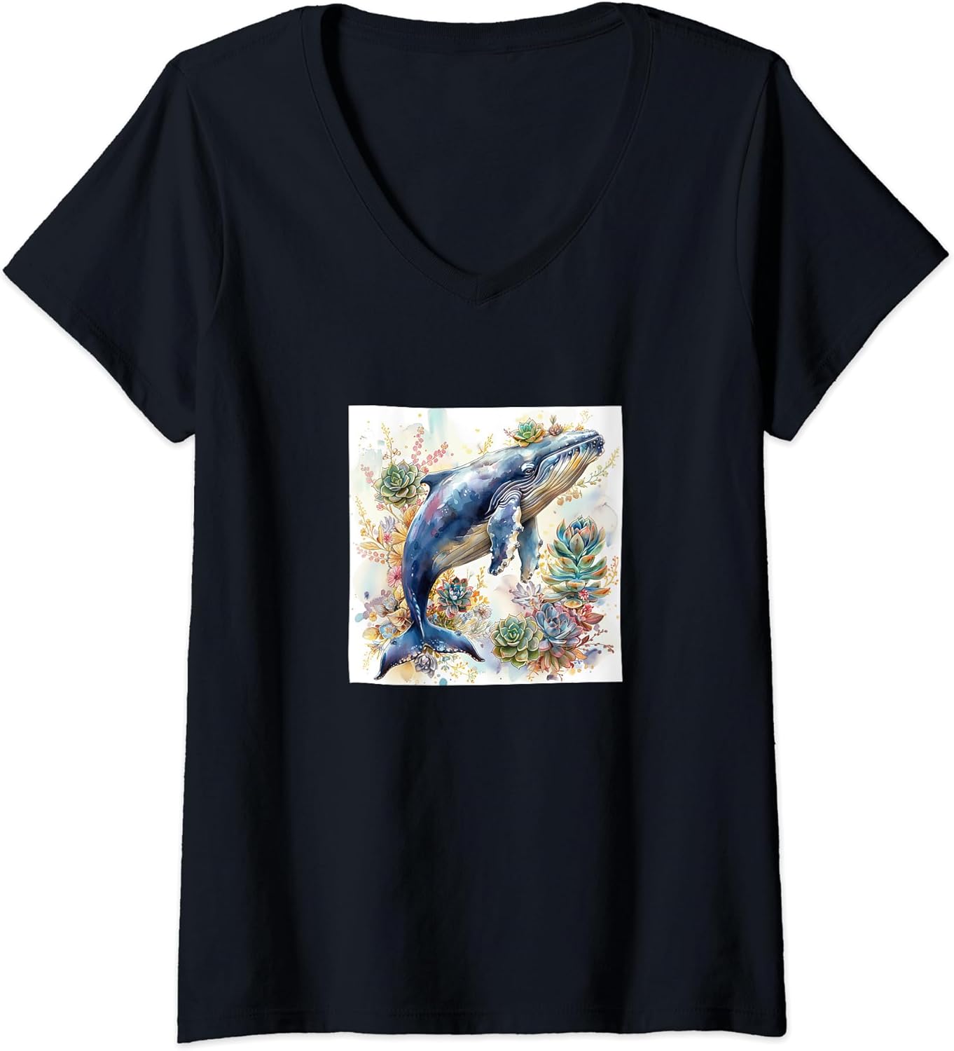 Whale With Succulents Around Boho Style Merch